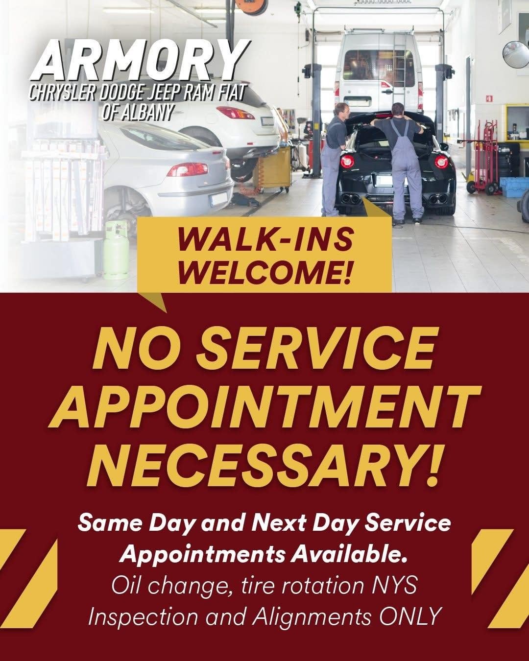 No Service Appointment Necessary at Armory CDJR